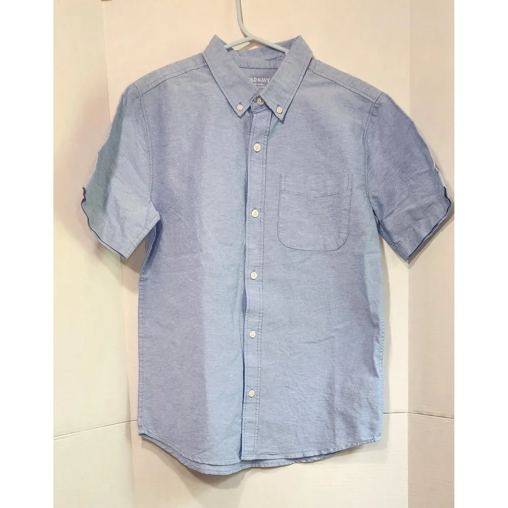 Old Navy Boys Light Blue Oxford Short Sleeve Button Down Shirt Size XL 14-16 NWT
